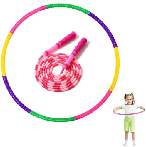 Hullahub Hula Hoop Reifen Für Kinder - Abnehmbar & Einstellbar (58cm), Mehrfarbiger Gymnastikreifen Für Fitness & Tanz, Inkl. Springseil