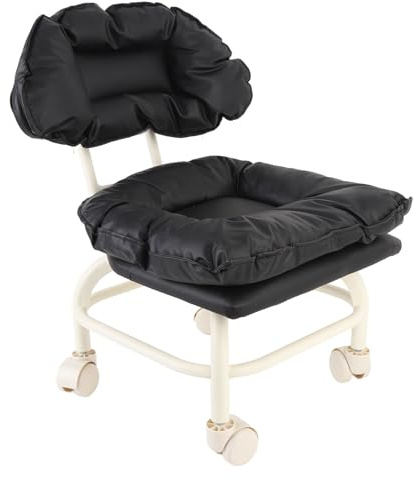 LUCKDANO Silla de Polea Rodante Universal Mini Taburete para Zapatos Taburete Giratorio de Baja con Ruedas Rodantes para el Hogar, Salón, Garaje, Oficina, Taller, Cuero de PU Duradero,