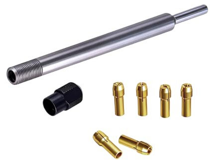 HQLDMYGS Rotary Tool Extension Rod (5in Long), Fits for Hand Drill and Dremel Chucked Units, for Grinding, Sharpening, Cleaning Sanding, Carving and Engraving