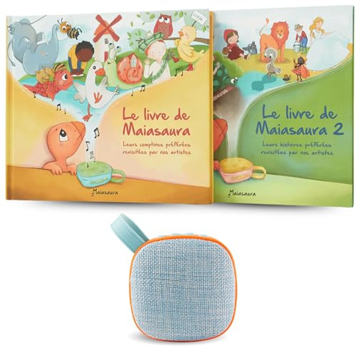 MAIASAURA - Boite à Histoires et Musique pour Enfants de 0 à 8 Ans avec 50 Titres Audio et 2 Livres Inclus - Compatible avec Vos Propres Contenus MP3 - Conteuse à Histoires, Berceuses et Comptines