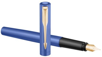 PARKER Vector XL Blue Gold Trim Fountain Pen - Fine Nib (Loose) - No Box