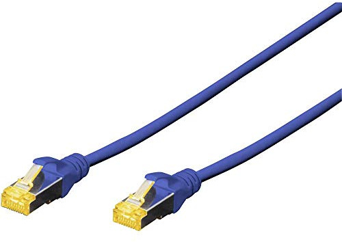 DIGITUS Câble LAN Cat 6A - 0,25m - RJ45 Câble réseau - S/FTP Blindé - Compatible Cat-6 & Cat-7 - Bleu