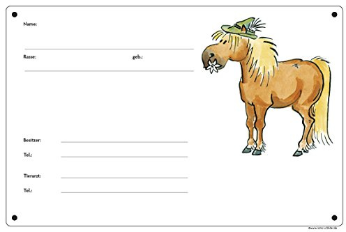 Comic-Schilder.de Boxenschild/Stalltafel 'Haflinger' (300 x 200 mm, Alu-Dibond, weiß, Cartoon, Wandmontage, Pferde-Schild) | 30 x 20 cm, wetterfest, Alu-Dibond