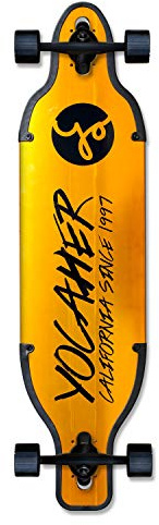 Yocaher Aluminum Longboard Series Complete Drop Through 36.25 x 9 Longboards Skateboards w/Black Widow Premium Grip Tape Aluminum Alloy Truck ABEC-9 Bearing 62mm Long Board Skateboard Wheels - Gold