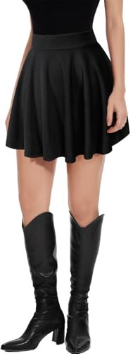 DRESSTELLS Rock Damen Kurz Sommer Minirock Schwarz High Waist Tennisrock Knielang Faltenrock Mädchen Skater Rock Black S