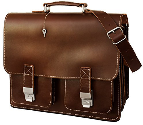 Große Aktentasche/Lehrertasche Größe XL aus Leder, für Damen und Herren, Braun, Hamosons 690