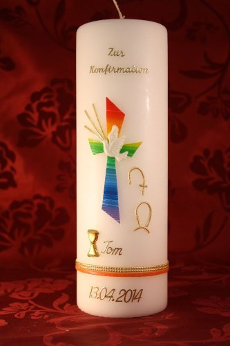 Konfirmationskerze K-84 mit Name & Datum - auch zur Kommunion