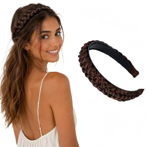 CAISHA Haarreifen Zopf Geflochten Haarteil Haarband Braun Mix HR6