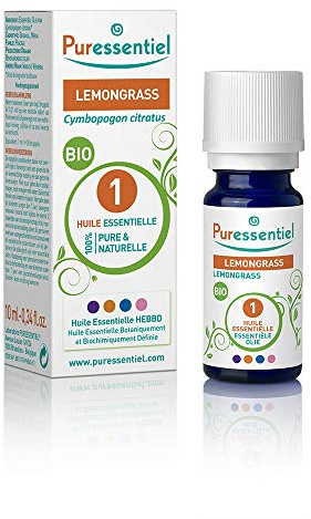 Puressentiel Huile Essentielle Lemongrass HEBBD BIO 10 ml | Huile essentielle 100% pure et naturelle HEBDD Litsea cubeba. Contribue à la relaxation. Complément alimentaire