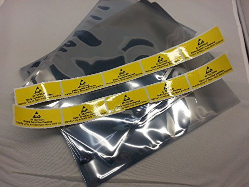 KesCom 100x Antistatik ESD Abschirmbeutel 320 x 220mm inkl. 100 Antistatic Aufkleber Ideal für 3,5 Zoll 8,9cm Festplatten Aber auch für empfindliche Elektronikteile wie PCI Steckkarten geeignet