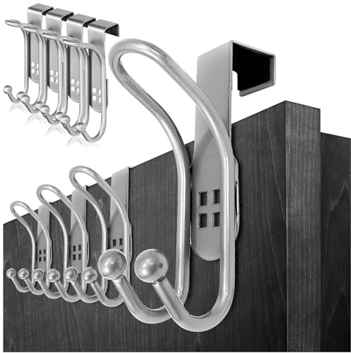 com-four® 8x Türhaken, Doppel-Kleiderhaken mit Schaumstoff-Schutz
