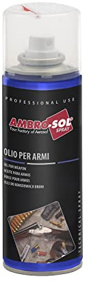 Ambro-Sol - OL106 Olio per Armi, Lubrificante Protettivo contro Umidità, Acqua e Sostanze Corrosive, Bomboletta Spray in Banda Stagnata 100% Riciclabile all'Infinito da 200 ml, Marrone chiaro