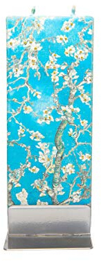 flatyz Flache besondere Kerzen Van Gogh - Mandelblüte. Handgemacht, geruchsneutral. Kerzen Lange brenndauer 3-4 Stunden, 60x10x150mm. Perfekt als besonderes Geschenk, Kerzen deko.
