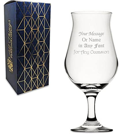 Personalised Engraved Curvy Beer Glass, Gift Boxed, Personalise with Any Message