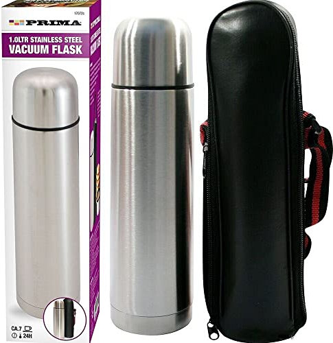 1L Stainless Steel Flask - Keeps Drinks Hot & Cold, with Carry Case, Vacuum Insulated, Perfect for Sports, Outdoor, Hiking, Travel, Office, Leakproof Lid Serves As A Cup, 1000ml