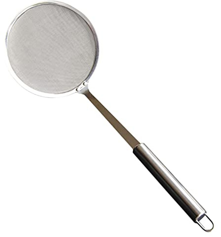 DOITOOL Edelstahl Skimmerlöffel 12.32In Mit Hängeloch Ergonomischer Griff Küchensieb Zum Abseihen Von Nudeln Frittieren Und Fondue Für Haushalt Und Restaurant