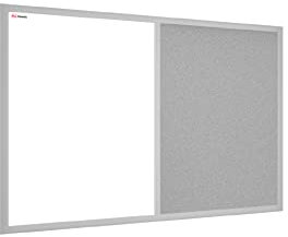 ALLboards Kombitafel 2 in 1 Magnettafel & Grau Kork-Pinnwand 90x60cm, Holzrahmen Grau Lackiert, Whiteboard Korktafel Kombitafel