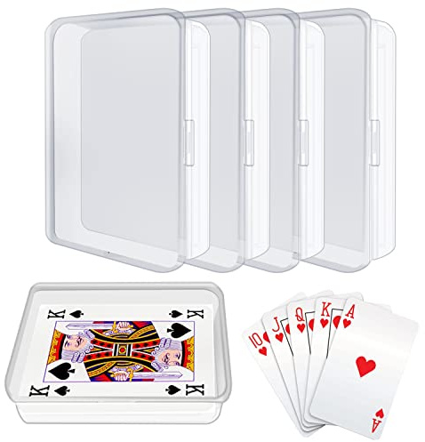 IOKUKI 4 Pcs Blank Playing Card Cases, Clear Plastic Deck Box Holders for Game Cards & More