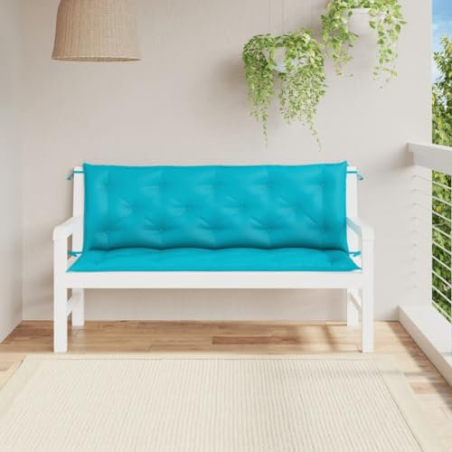 CIADAZ Gartenbank-Auflagen 2-TLG. Türkis 150x50x7 cm Stoff Liegenauflage, Auflage Gartenliege, Sitzkissen Gartenmöbel, Bankauflage, Stuhlauflage Für Hochlehner, Sitzauflagen - 361715