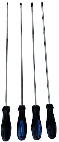 Satra - LOT DE 4 TOURNEVIS EXTRA-LONGS PLATS ET CRUCIFORMES