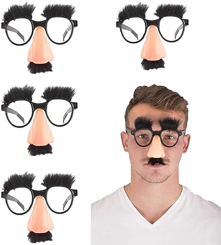 KALUROIL 4 Stücke lustige Brillen, Partybrillen mit Augenbrauen Und Schnurrbart Plastikverkleidung Brille Halloween Dekorative Brille für Geburtstagsfeier Dekoration Maskerade Cosplay Requisiten
