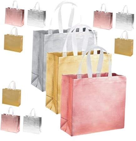 Gatuida 12stücke Wiederverwendbare Große Wiederverwendbare Partytüten Geschenktaschen Für Hochzeiten Leckerli-tüten Praktische Geschenktüten Mit Griffen