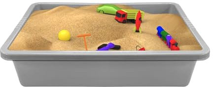 simpa Grey Large Deep Fill Plastic Rectangular Sand Pit Tray Only - 13cm (H) x 64cm (L) x 49cm (W)