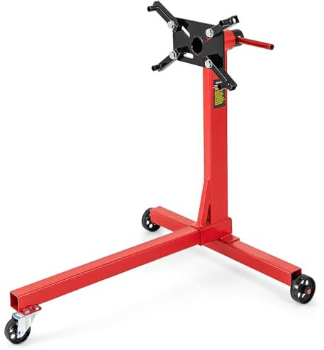 COSTWAY Engine Stand, 340kg/680kg Rotating Engine Motor Stand with 360 Degree Adjustable Head, 4 Mounting Arms & 3 Casters, Motor Hoist Dolly Engine Lift Stand (340KG(750lbs), T Shape Base)