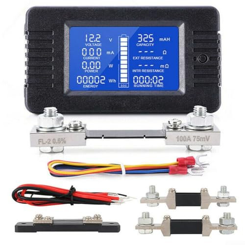 PZEM-015 Batterietester, DC-Stromspannungs-Batteriemessgerät, Leistungskapazität, Impedanztester, Batteriemonitor für Auto, Solar, industrielle Montagelinien (50 A)