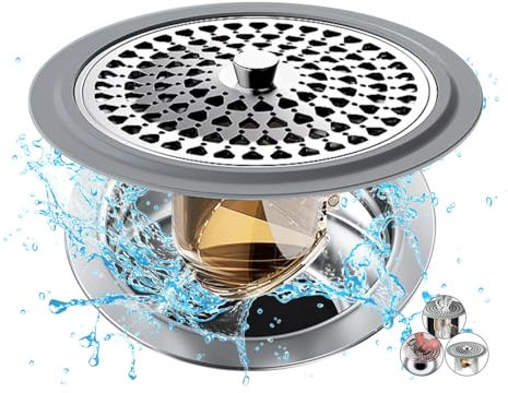 Abflusssieb Dusche, Abflusssieb Silikon und Edelstahl Haarsieb Badewanne Abflussabdeckung, Abflusssieb Haarfänger Dusche für Badezimmer Badewanne und Küche
