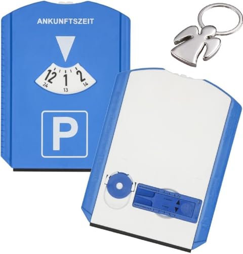 Infitronic Disque de stationnement avec grattoir à glace + jauge de profil de pneu + jeton de chariot + porte-clés (INW003SET3)