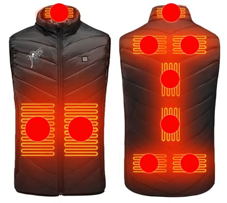 YAOJIWANG Beheizbare Weste Herren Damen,Wasserdicht Winddicht Daunen Gilet mit 3 Einstellbaren Temperaturen 79 Heizzone Elektrische Beheizte Jacke Heizweste für Outdoor-Aktivitäten