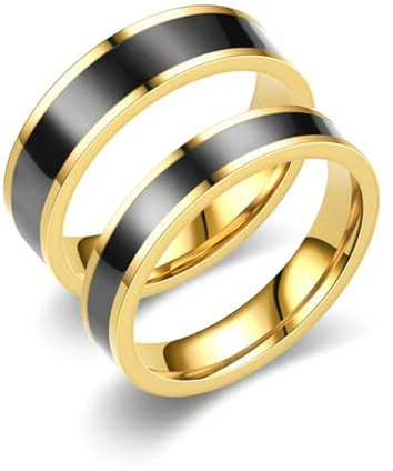 Beydodo Eheringe mit Gravur, Edelstahl Ringe Set 4MM 6MM mit Schwarz Epoxid Freundschaftsringe Partnerringe Personalisiert Damen Gr.60 (19.1) + Herren Gr.54 (17.2)
