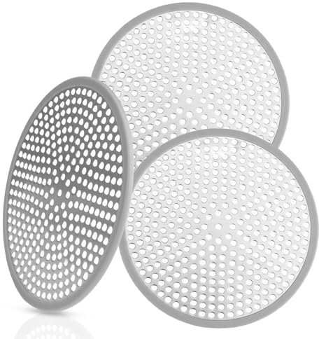 3 Piece Shower Drain Protector, 11.8cm x 3.5mm Shower Drain Hair Catcher, Hower Drain Cover, 4.65 Inches Plug Hole Hair Catcher, Bathroom Drain Cover, Floor Drain Filter, for Bathtub Bathroom Kitchen