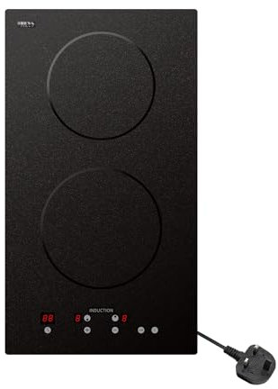 STARCHARTS Plug-in Electric Induction hob, 13amp Plug and Play electric hob, Rate Power 2.9kW, 2 Zones Induction hob with Touch Control, 13amp electric hobs, 9 cooking power levels, child lock