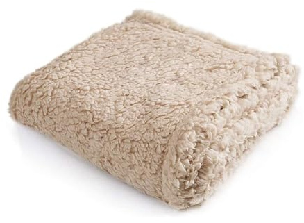 BESTORI Hundedecke Flauschig, Weiche Warme Katzendecke, Waschbare Beidseitiger Fleecedecke, Schutzdecke für Sofa Bett Möbel Auto Rückbank, Beige, 40x60cm