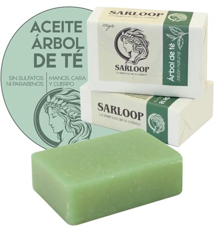 Jabón Natural Con Aceite Árbol De Té Y Coco Para Manos Cara Y Cuerpo Antibacteriano - Pastilla Artesanal Para Regalar - Pieles Con Impurezas O Normales - Vegano Sin Sulfatos Ni Parabenos - 100g