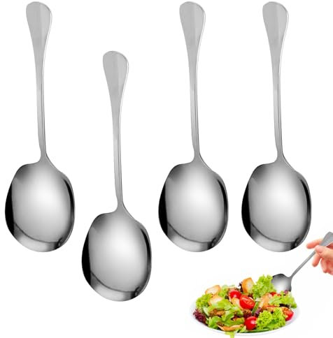 4-Stück Edelstahl Löffel, Buffet Löffel, große quadratische Löffel, Bankett Restaurant Servierlöffel, 21cm Lang