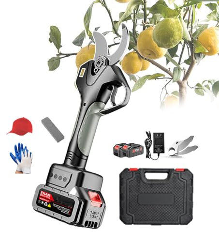 Tijeras De Podar Eléctricas De 21 V, Tijeras De Podar Para Jardín Con Pantalla Lcd, Tijeras De Podar Para Jardinería, Ramas De Setos, Diámetro De Corte De 1,7 Pulgadas (4,5 Cm),2-battery