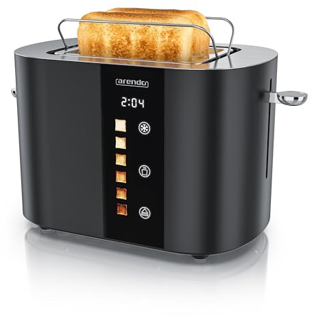 Arendo - Grille-pain 2 Fentes 2 Tranches, Toaster 800 W, Affichage couleur des niveaux de brunissage, Écran avec minuterie, Touches Tactiles, Réchauffe-Viennoiseries, Niveaux de brunissage 1 à 6