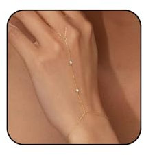 TELAIN Gold Hand Chain Bracelet for Women – 14K Gold Plated, Dainty Finger Ring, Waterproof, Gift