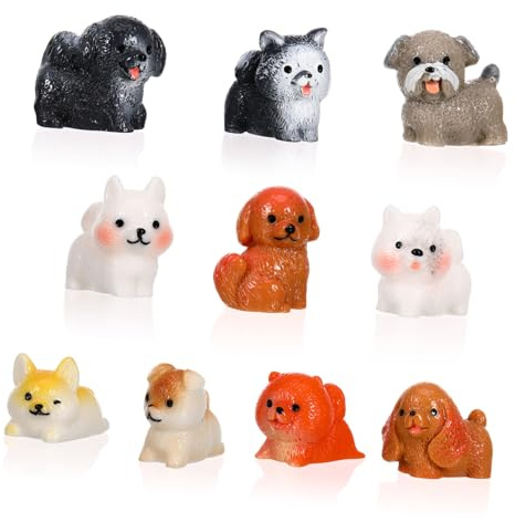 Supvox 10stücke Mini-Hund-Figuren aus Kunstharz Kleine Welpen-Accessoires Miniatur-kunsthandwerk Tischdeko für Bücherregal Maßstabstiere für Miniaturlandschaften