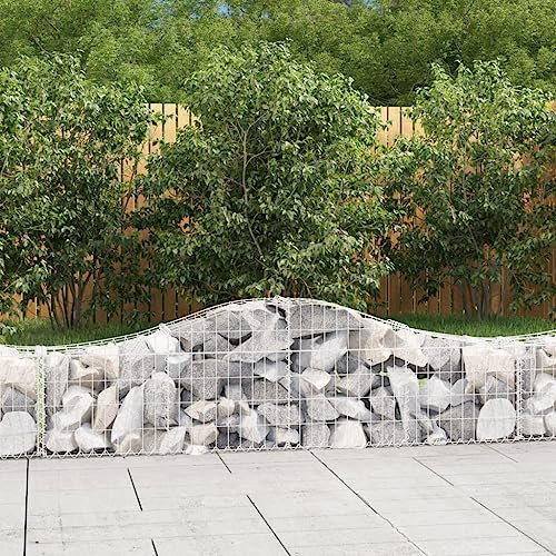 5er Set Steinkorb Pflanzkübel Gabionen Hochbeet aus Metall, Gabionengitter Ziergabione Steingabione Drahtkorb befüllbar Drahtzaun Gartendeko, 200x30x40/60 cm Verzinktes Eisen