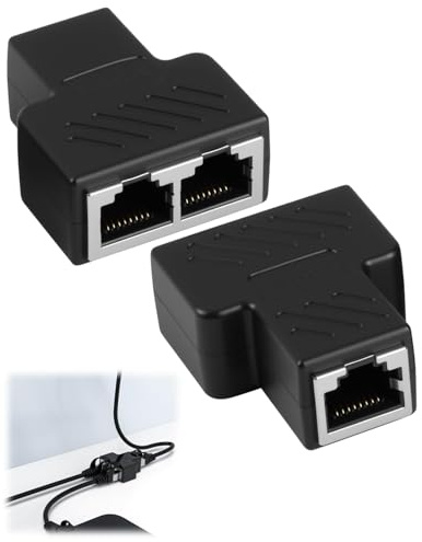 2PCS Ethernet Switch 1 a 2, Switch RJ45 2 Ports Empalme RJ45 Divisor Ethernet 1 a 2 Network Splitter Conectores Divisores RJ45 Adaptador Conector de Extensión LAN para Cable Cat5 Cat6 Cat7 Cat8