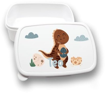 VPM Original Loncheras para niños y niñas. Personalizado con nombre. Guardería y Colegio. Escuela Infantil. Apta para consumo alimentario. Libre de BPA. Vuelta al cole. Dinosaurios.