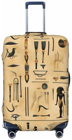 Tamiger forntida egyptisk hieroglyph tryck elastiskt tvättbart bagageskydd universal resväska skydd resa bagageskydd, Svart, S