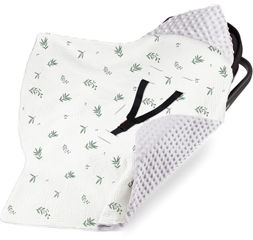 Bearmoss Einschlagdecke Babyschale Decke Kinderwagen Kinderwagen und Kindersitze universal Baby Babydecke für Buggy Autositz Ganzjahresdecke 90x90cm (Bambusblätter)