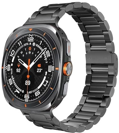 Kompatibelt med Galaxy Watch Ultra 47mm armband i rostfritt stål for Galaxy Watch Ultra 47mm Länkarmband damarmband(Black)