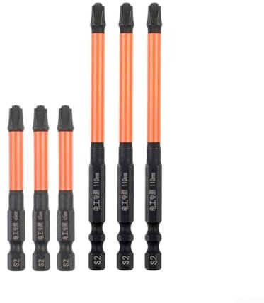 Lot de 6 tournevis cruciformes fendus magnétiques de précision conçus exclusivement pour les électriciens professionnels (FPH3)