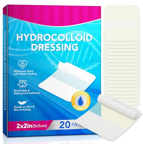 Apósito hidrocoloide de 2 x 2 pulgadas, parche hidrocoloide, extrafino, resistente al agua, para heridas ligeramente exudadas